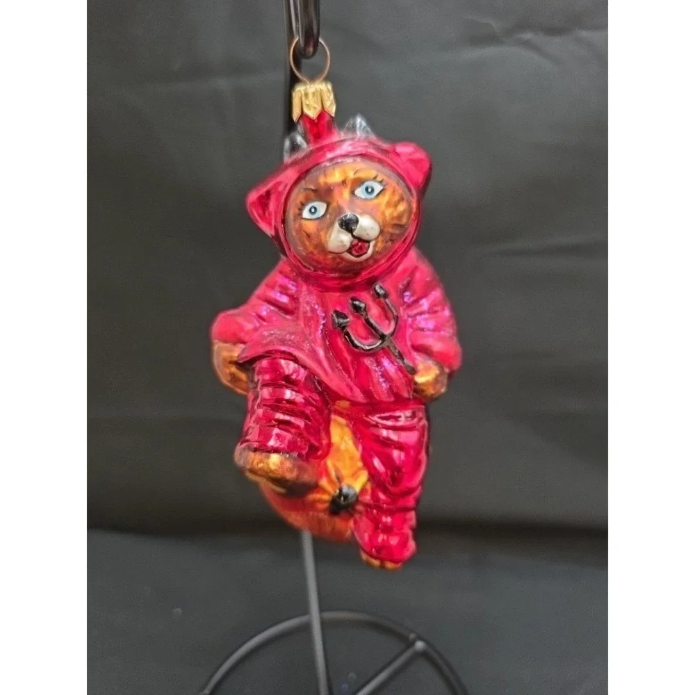 1999 Christopher Radko You Little Devil Bear Halloween GlassOrnament 5
